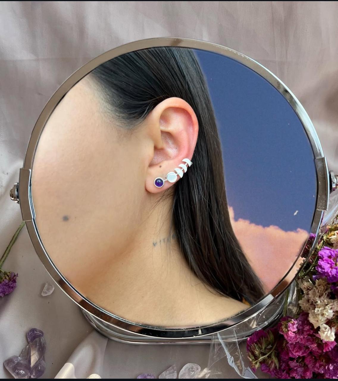 Earcuffs Fases Lunares con Cuarzo chicos