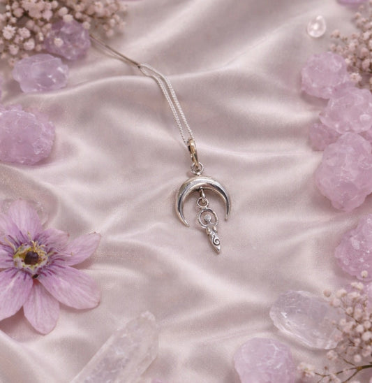 Collar diosa espiral y luna de la abundancia