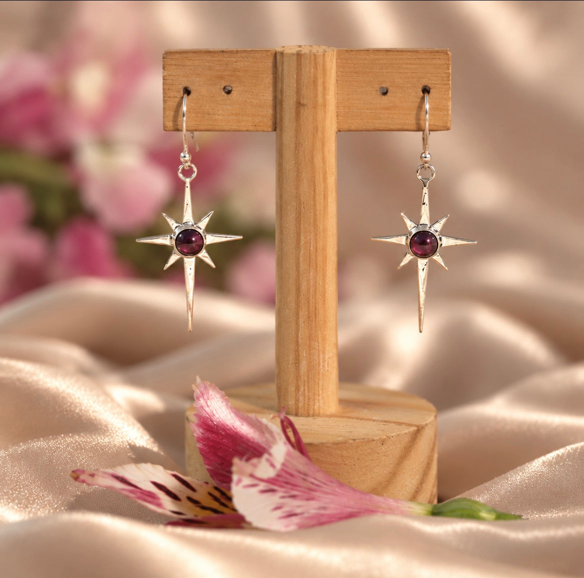 Aretes Estrella con Cuarzo