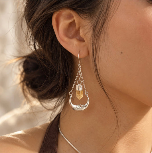 Aretes de Luna y cuarzo
