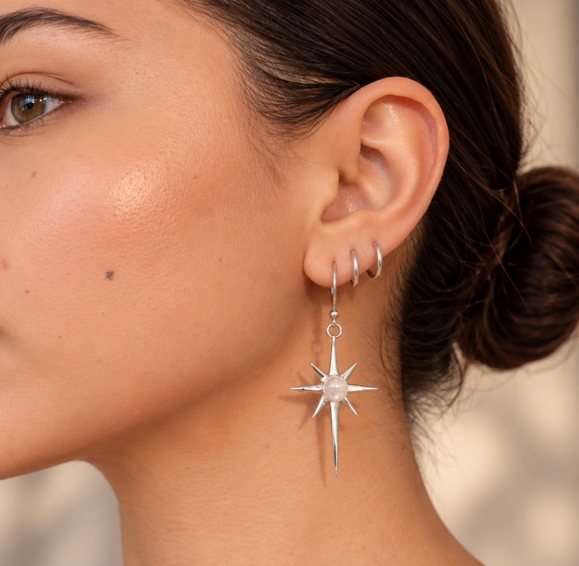 Aretes Estrella con Cuarzo