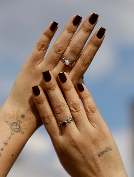 Anillo Fases Lunares con Cuarzo