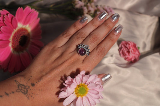 Anillo Flor de Loto con Cuarzo
