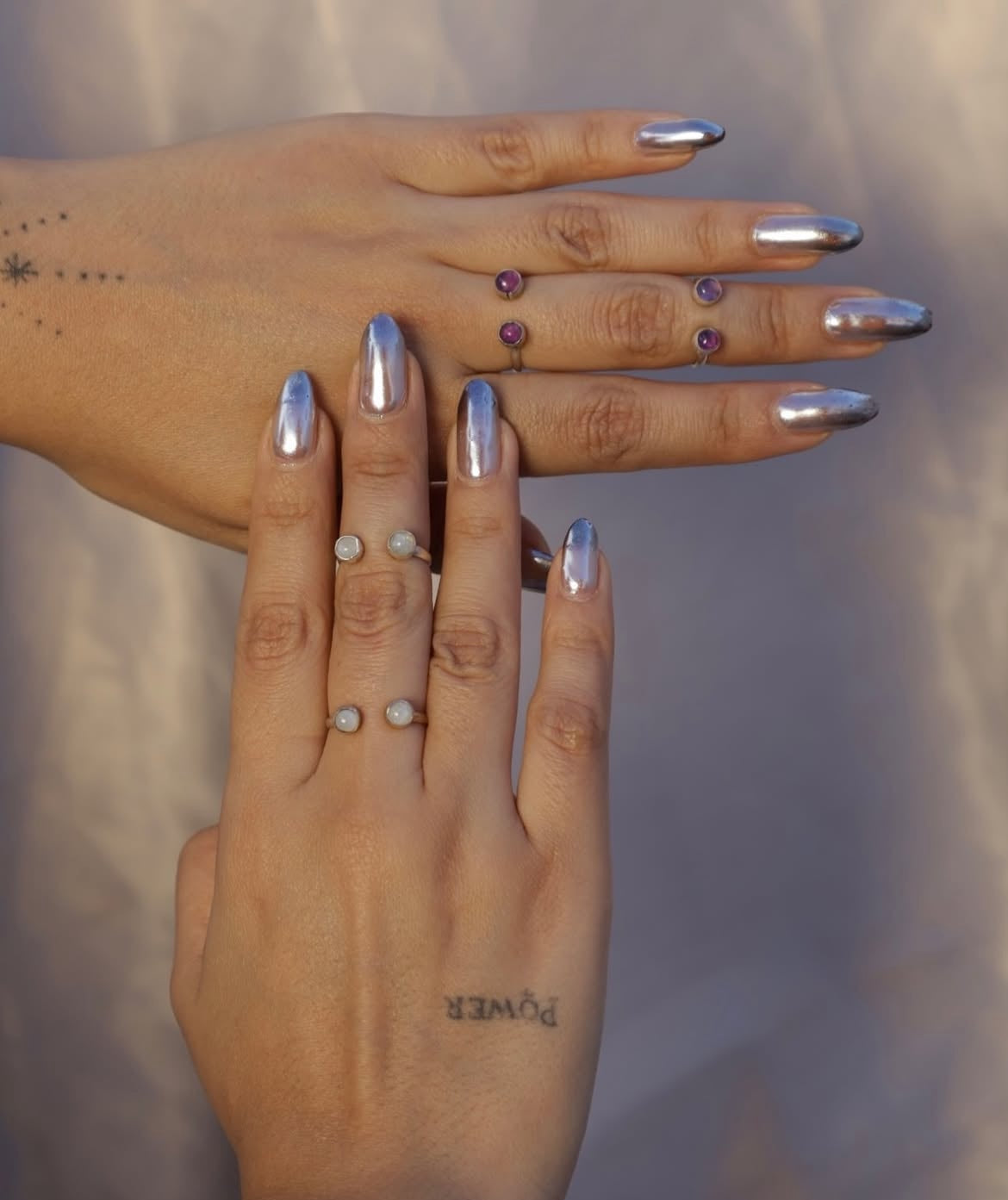 Anillo de Medio Dedo con 2 Cuarzos