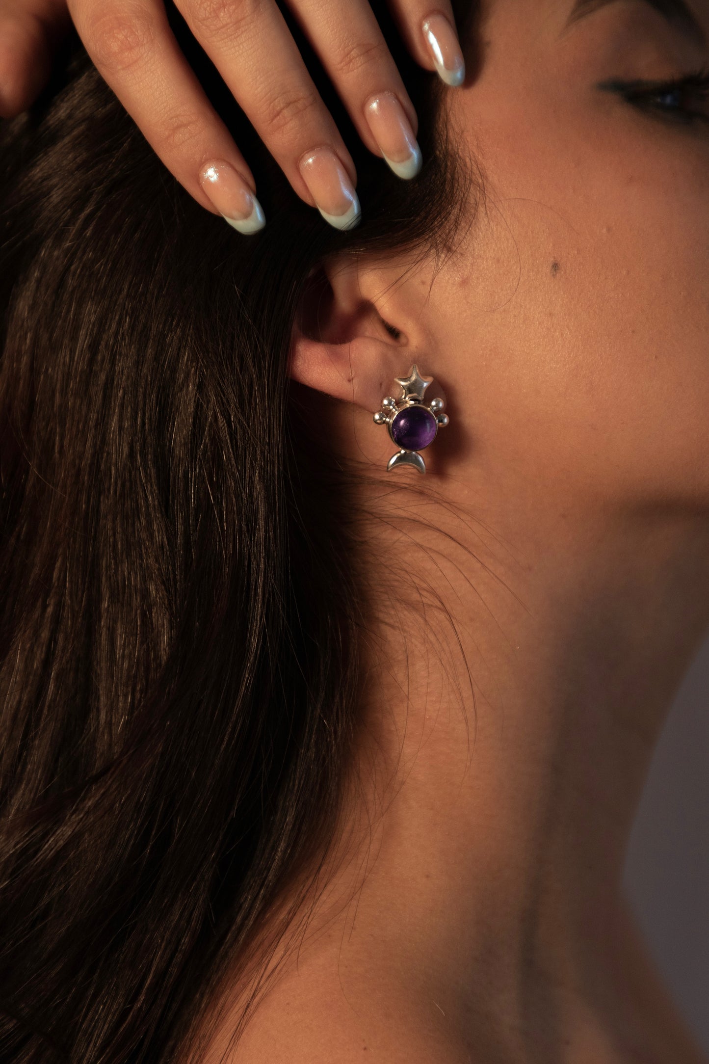 Aretes de Cuarzo Luna y Estrella