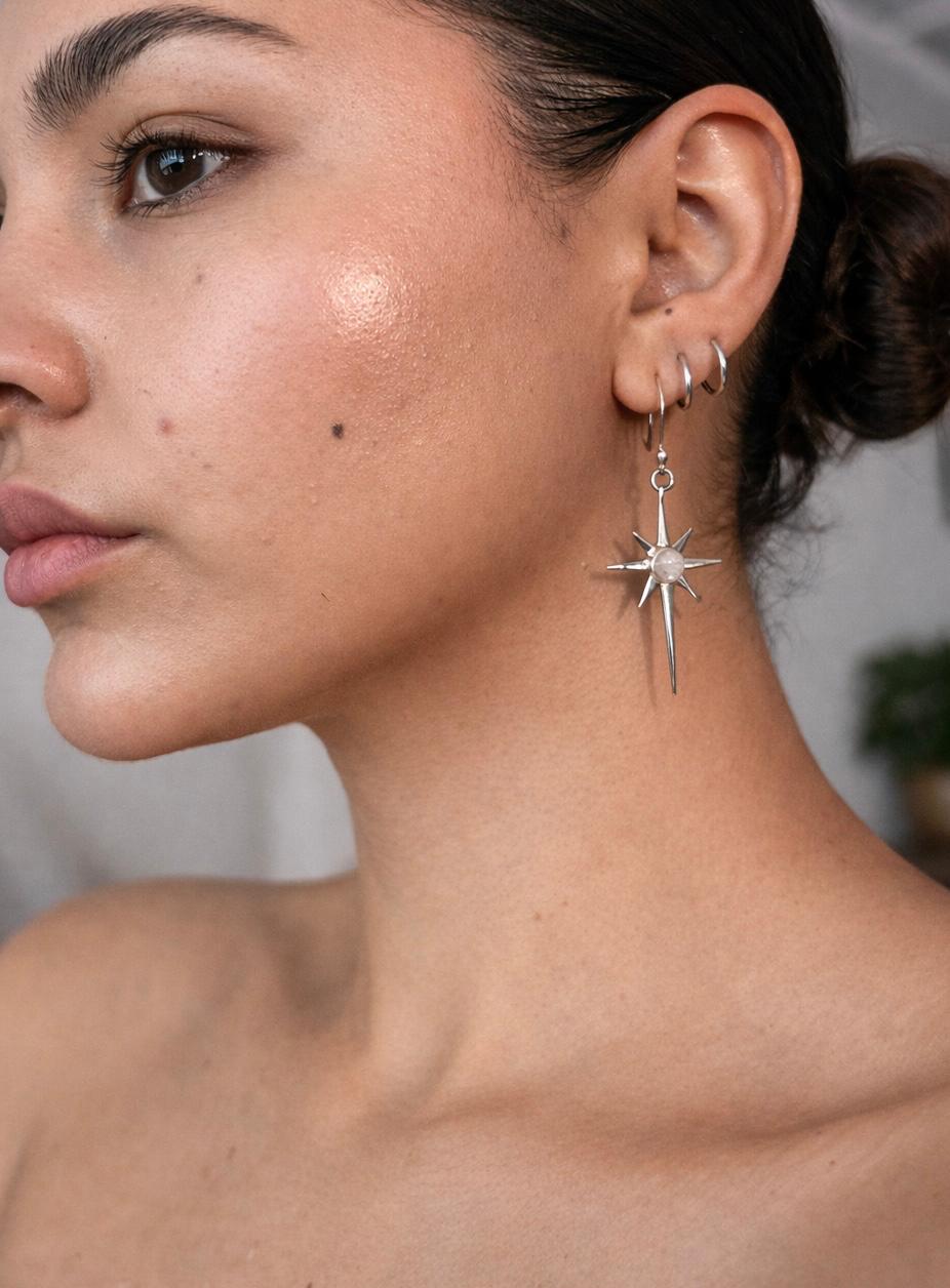 Aretes Estrella con Cuarzo