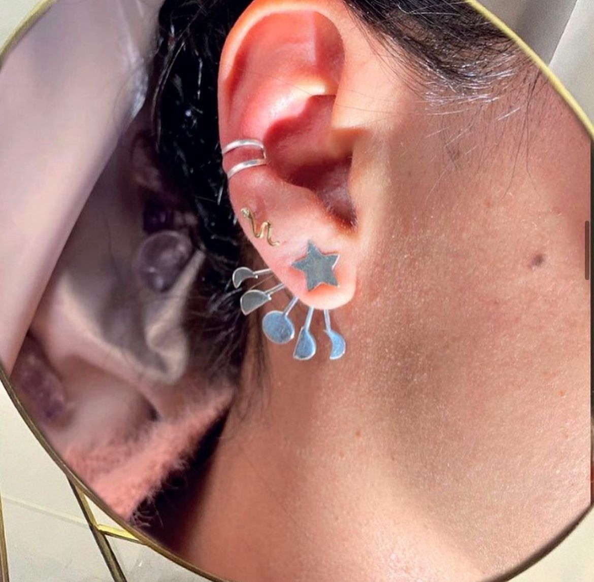 Aretes Fases Lunares con Cuarzo 3
