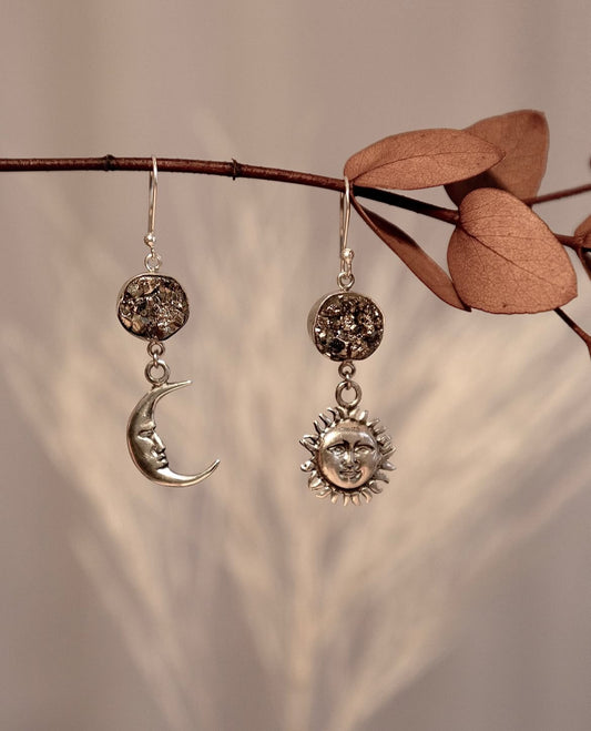 Aretes Pirita Sol y Luna