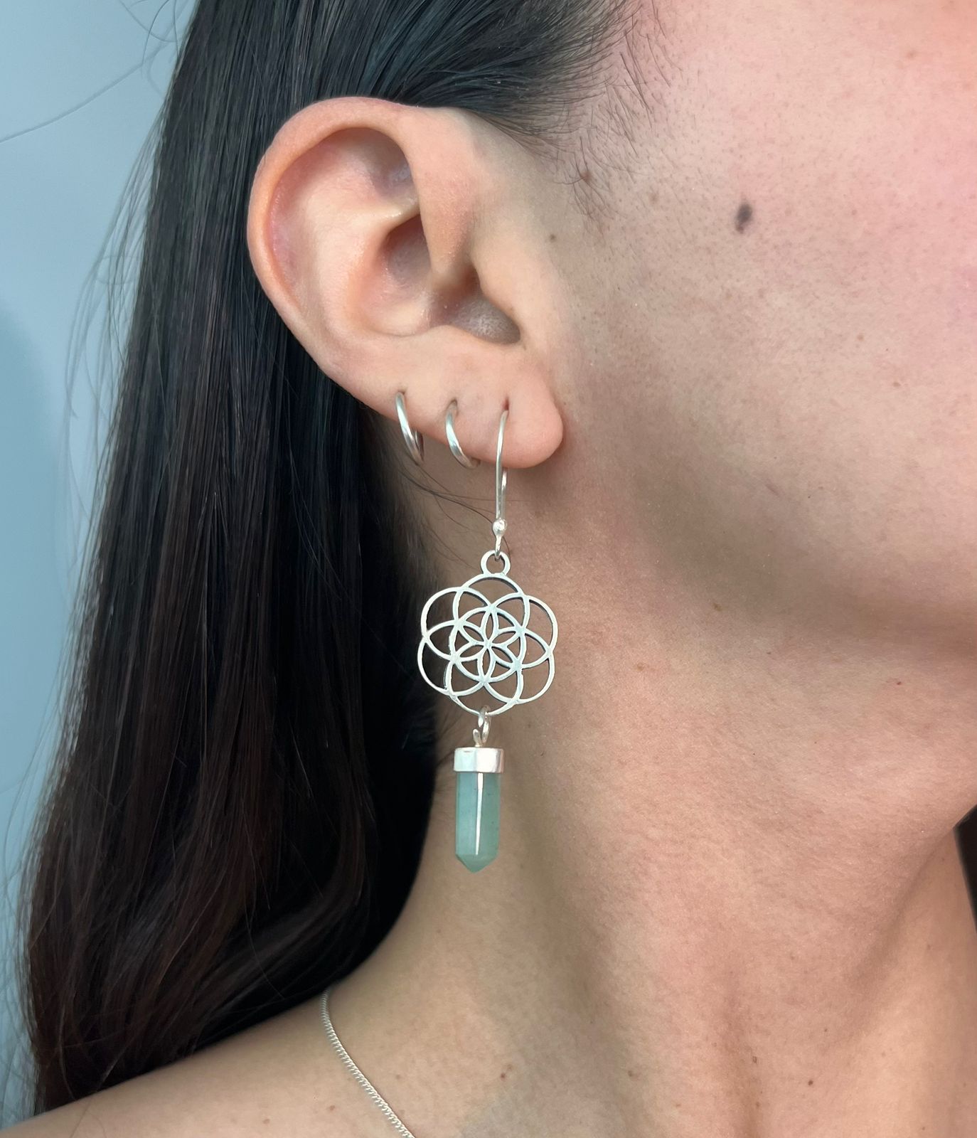 Aretes Semilla de la Vida con Cuarzo