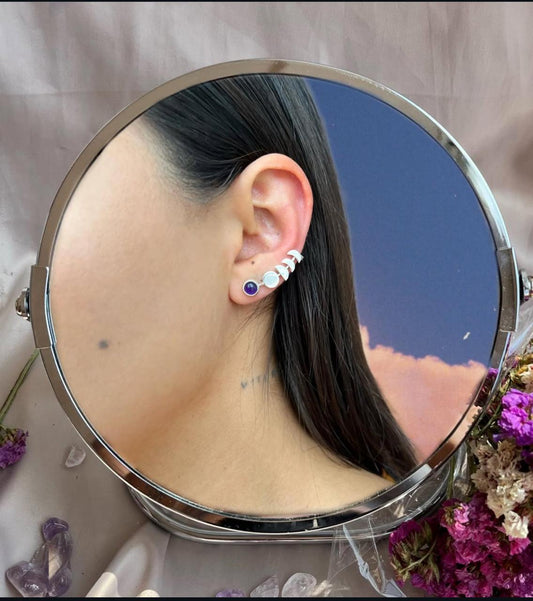 Earcuffs Fases Lunares con Cuarzo chicos