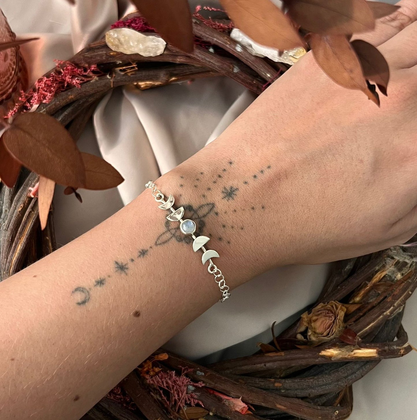 Pulsera Fases Lunares con Cuarzo
